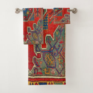 Oriental Turkish Carpet Pattern Bath Towel Set