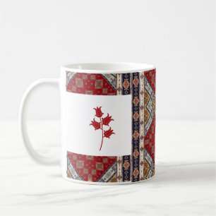 Oriental Turkish Pattern Red Mug with Tulips