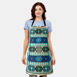Oriental Turkish Persian Carpet Blue Green Apron