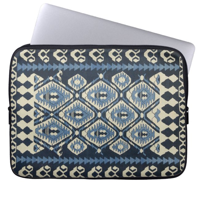 Oriental Turkish Persian Carpet Blue Laptop Sleeve (Front)