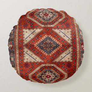 Oriental Turkish Persian Carpet Red Round Cushion
