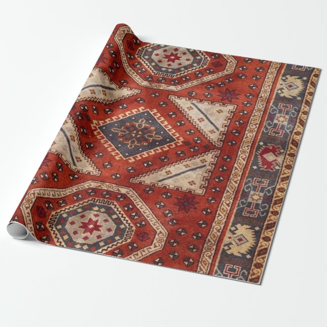 Oriental Turkish Persian Carpet Red Wrapping Paper (Unrolled)