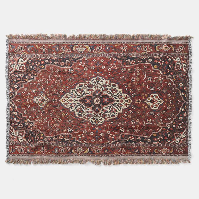 Oriental Turkish Persian Carpet Rug Throw Blanket (Front)