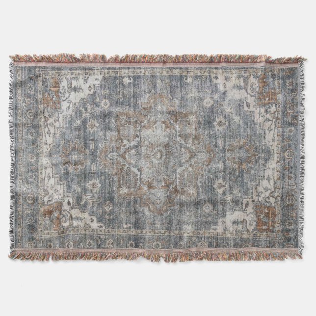 Oriental Turkish Persian Carpet Throw Blanket (Front)