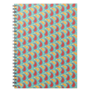 Oriental Turquoise Orange Persian Paisley Pattern Notebook