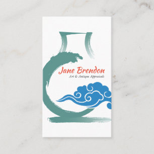 Oriental Vase & Clouds Art Antiques Appraiser Business Card