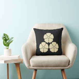 Oriental Vintage Akizuki Clan Japanese Kamon Crest Cushion