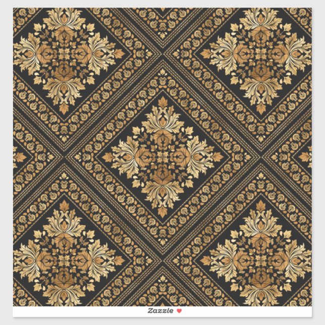 Oriental Vintage Damask pattern - Black and gold (Sheet)
