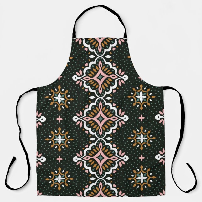 Oriental Vintage damask pattern. Talavera pottery. Apron (Front)