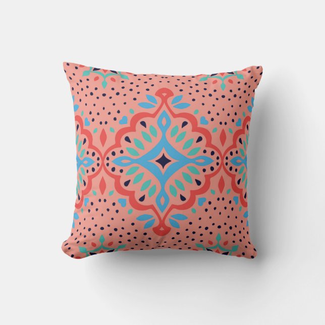Oriental Vintage damask pattern. Talavera pottery. Cushion (Front)