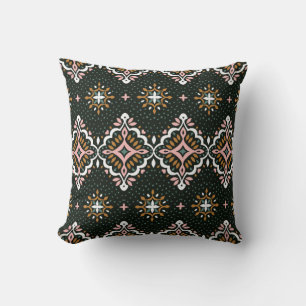 Oriental vintage damask pattern. Talavera pottery. Cushion