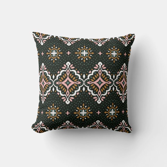 Oriental vintage damask pattern. Talavera pottery. Cushion (Front)