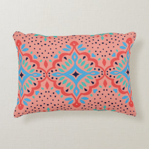 Oriental Vintage damask pattern. Talavera pottery. Decorative Cushion