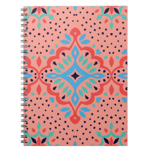Oriental Vintage damask pattern. Talavera pottery. Notebook