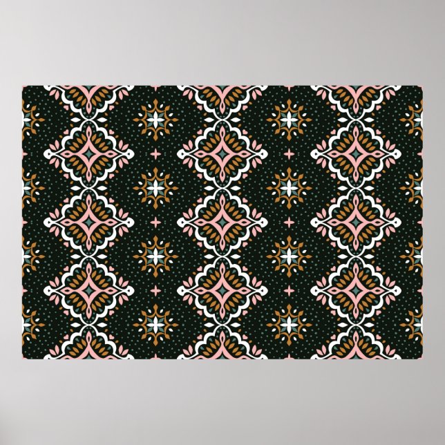 Oriental Vintage damask pattern. Talavera pottery. Poster (Front)