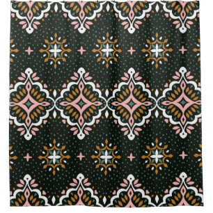 Oriental vintage damask pattern. Talavera pottery. Shower Curtain