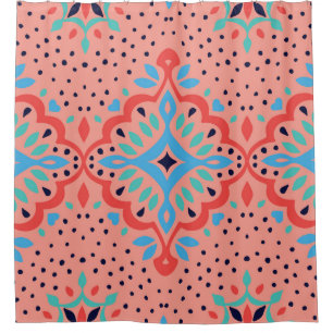 Oriental Vintage damask pattern. Talavera pottery. Shower Curtain