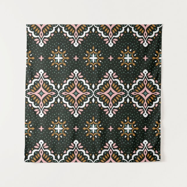 Oriental vintage damask pattern. Talavera pottery. Tapestry (Front)