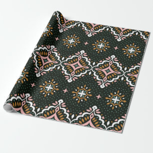 Oriental vintage damask pattern. Talavera pottery. Wrapping Paper
