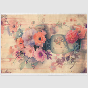 Oriental Vintage Vase & Floral Japanese  Tissue Paper