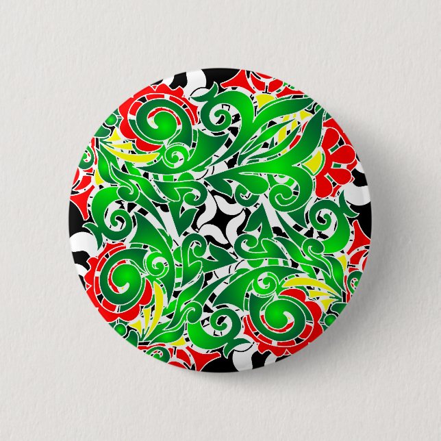 oriental vivid pattern 6 cm round badge (Front)
