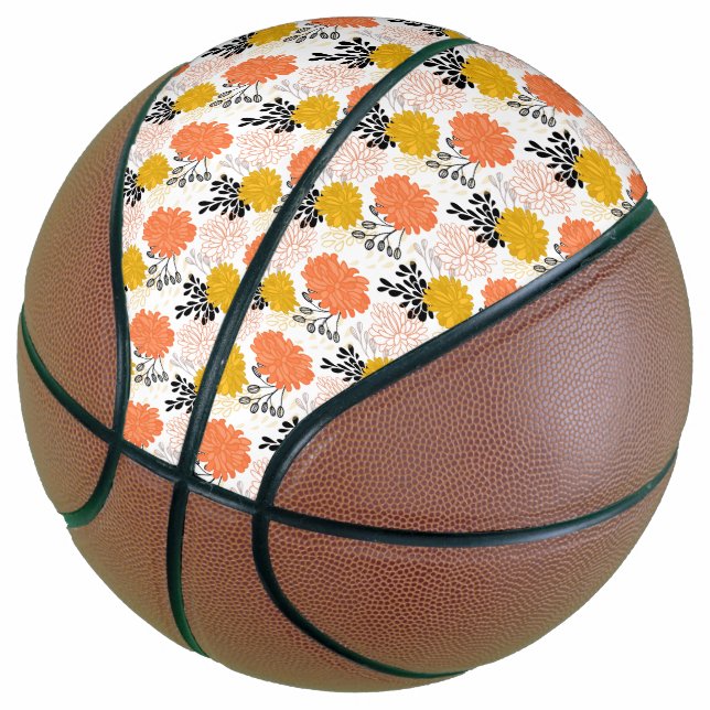 Oriental watercolor bamboo pattern basketball (Angled)
