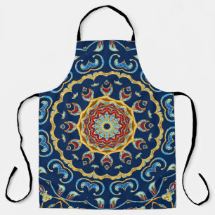 Oriental Watercolor Floral Mandala Carpet Apron