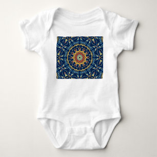 Oriental Watercolor Floral Mandala Carpet Baby Bodysuit