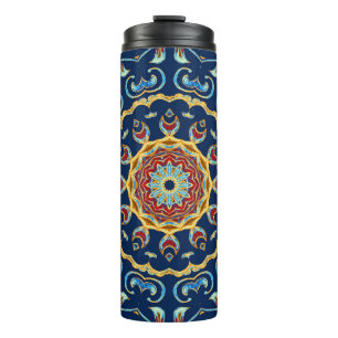 Oriental Watercolor Floral Mandala Carpet Thermal Tumbler
