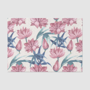 Oriental watercolor lotus calligraphy painting tissue paper