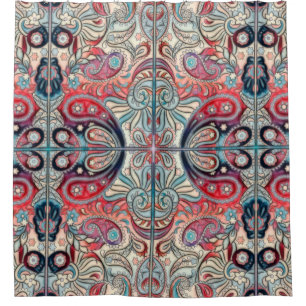 Oriental Watercolor Pattern II + your ideas Shower Curtain