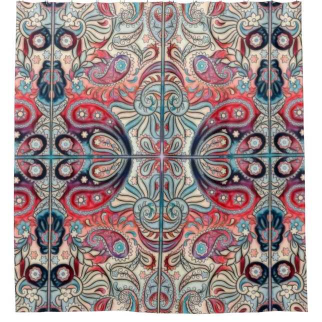 Oriental Watercolor Pattern II + your ideas Shower Curtain (Front)