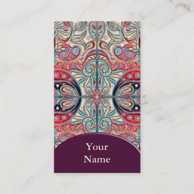 Oriental Watercolor Pattern II + your text Business Card (Front)