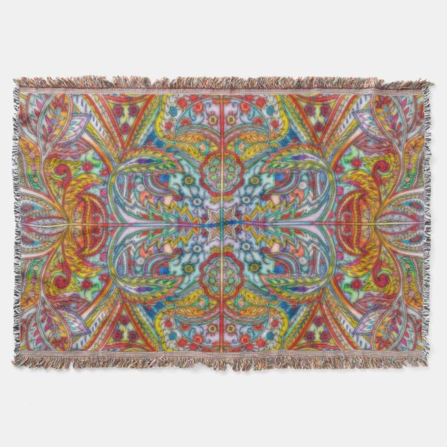 Oriental Watercolor Pattern IV + your ideas Throw Blanket (Front)