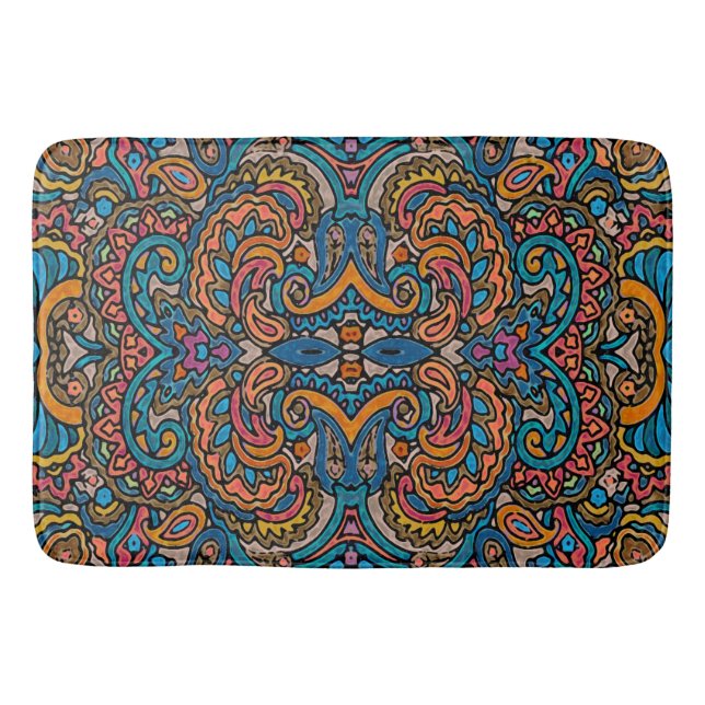 Oriental Watercolor Pattern VI + your ideas Bath Mat (Front)