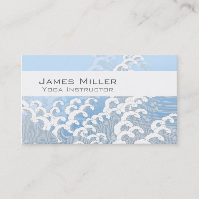 Oriental Wave Business Card (Blue) (Front)