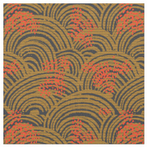 Oriental waves contrast geometric - brown tan fabric