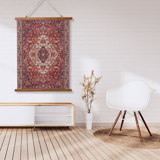 Oriental Wine Red Colourful Floral Persian Tebriz Hanging Tapestry (Creator Uploaded)