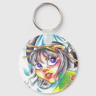 oriental women tattoo key ring