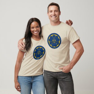 Oriental Yellow Blue Sakai Japan Mon Kamon Art T-Shirt