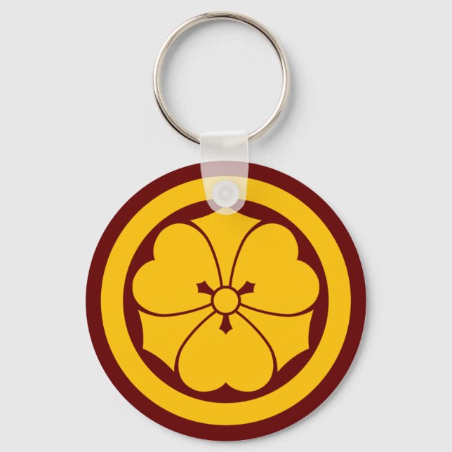 Oriental Yellow Red Sakai Japan Mon Keychain (Front)