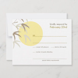 Oriental Yellow Sunrise Bamboo Zen RSVP Card