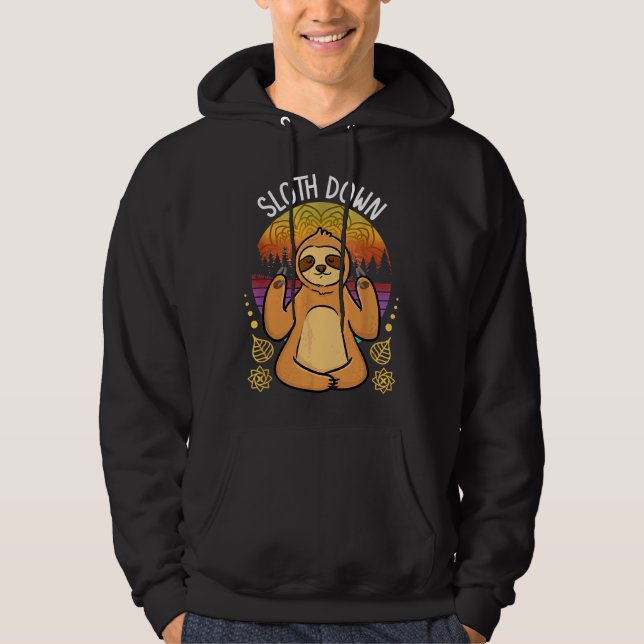 Oriental Yoga Sloth Sloth Down 34 Hoodie (Front)