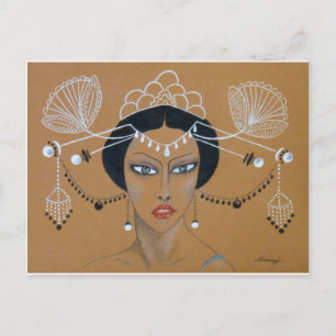 Orig. Asian Art/Art Deco Postcard