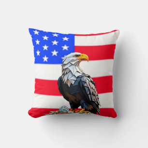 Origami American Eagle Throw Pillow
