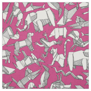 origami animal ditsy pink fabric