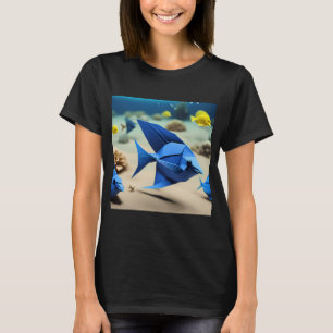 Origami Art - Azure Symphony: Blue Tangs Dancing i T-Shirt