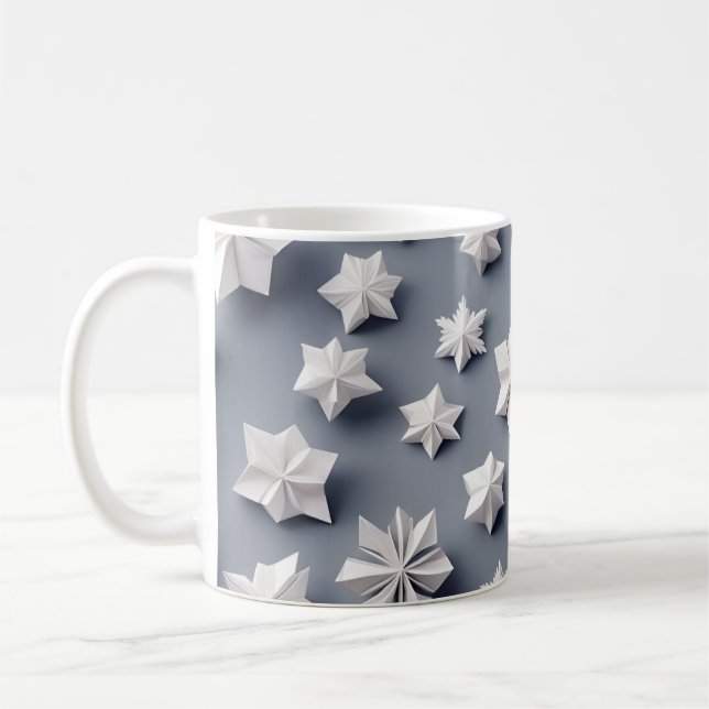 Origami Art - Frozen Elegance:Dazzling Snowflakes Coffee Mug (Left)