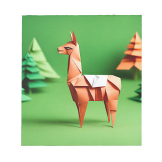 Origami Art - Grazing Harmony: Serene Llama's  Notepad