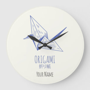 Origami Art Japanese Folding Art Retro Crane Large Clock